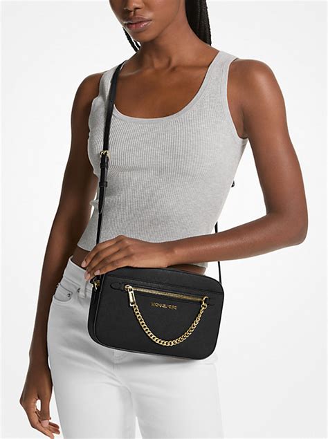 michael kors 100 leather crossbody jet set|michael kors jet set pouch.